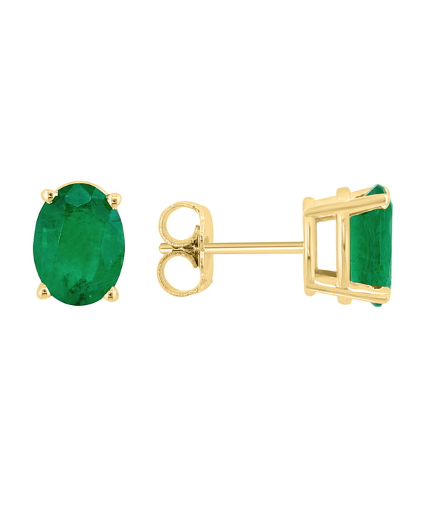 Effy 14K Yellow Gold Emerald Stud Earrings