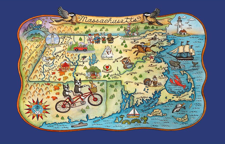 Kay Dee Designs Adventure Destinations Massachusetts Poster Style Tea Kitchen Towel