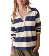 Marine Layer Womens Dream Jersey Rugby Long Sleeve Polo Shirt