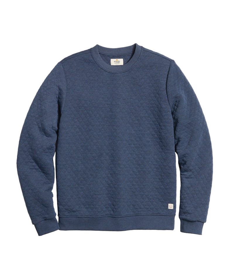 Marine Layer Mens Corbet Quilted Long Sleeve Crewneck Shirt