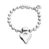 UNOde50 Silver Beaded Heart Charm Bracelet - Medium