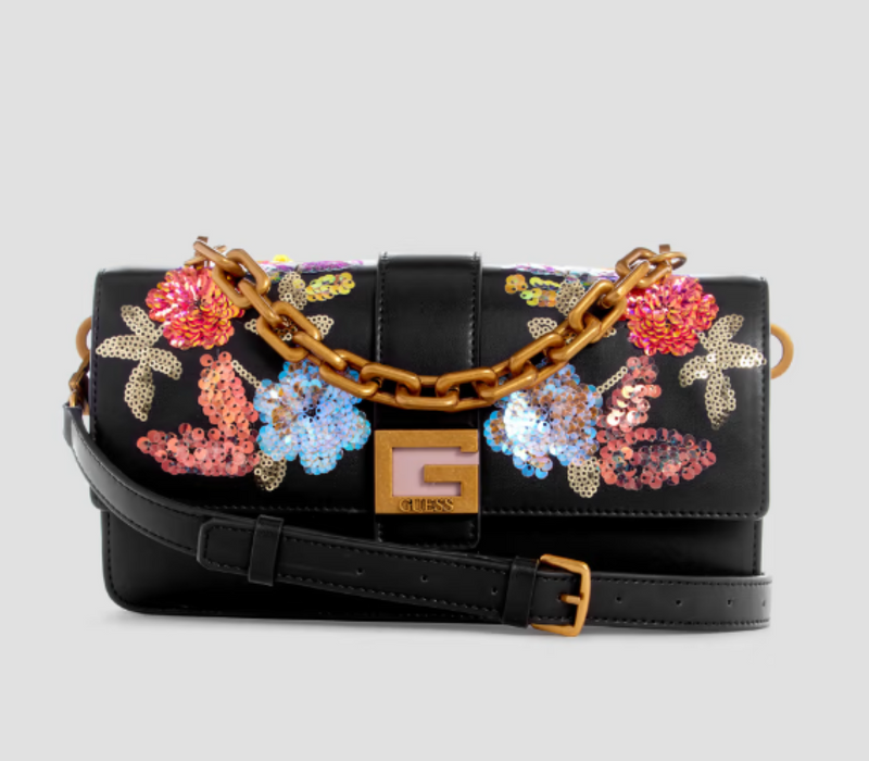 GUESS Morada Sequin Floral Crossbody Handbag