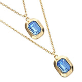 UNOde50 Gold-Plated Double Blue Crystal Long Pendant Necklace