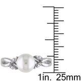 Sofia B Cultured Freshwater Pearl And Diamond Crossover Ring - Size 5