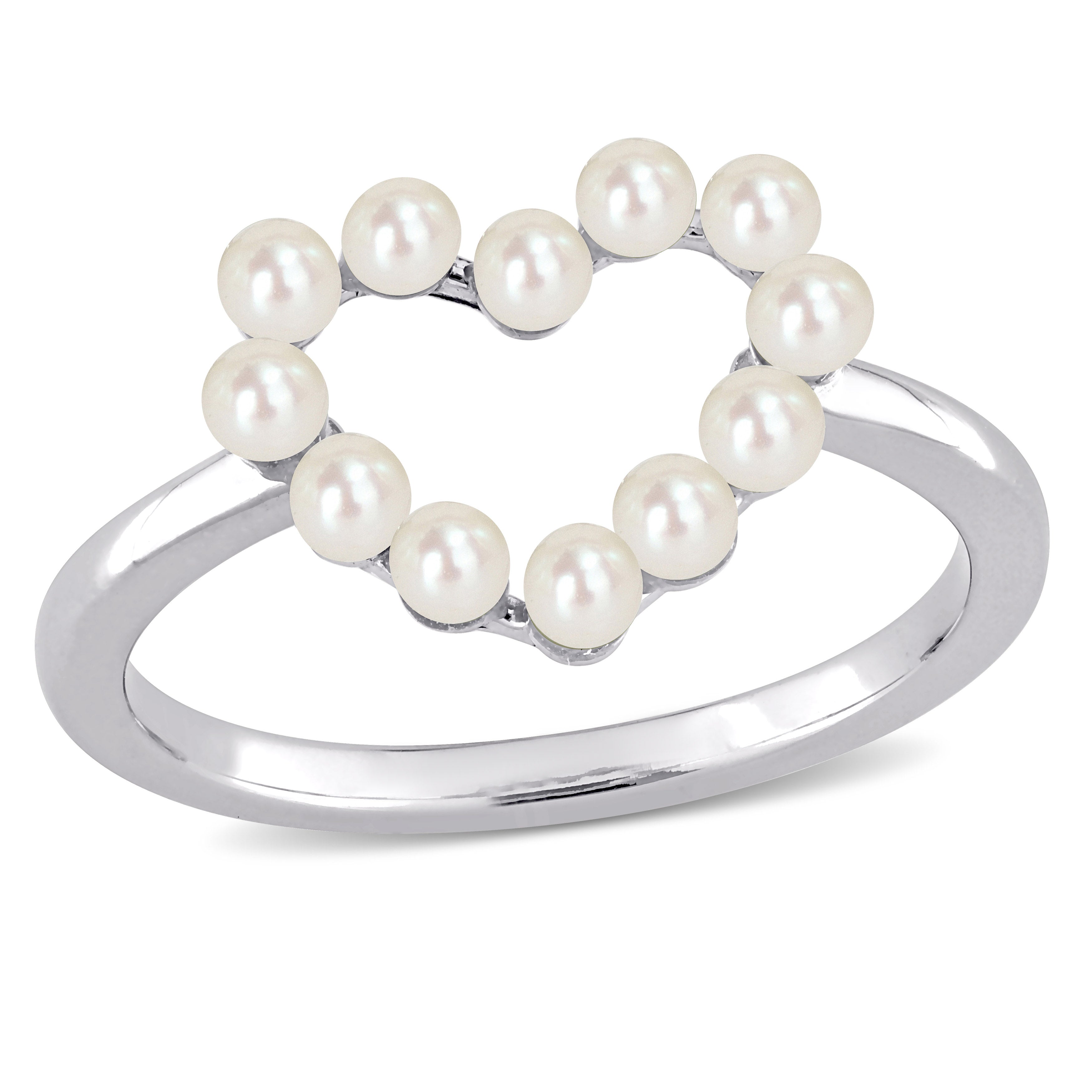 Sofia B Cultured Freshwater Pearl Heart Ring - Size 8