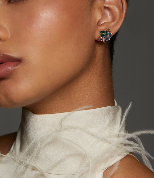 Nadri Stellar Halo Multi Stone Stud Earrings