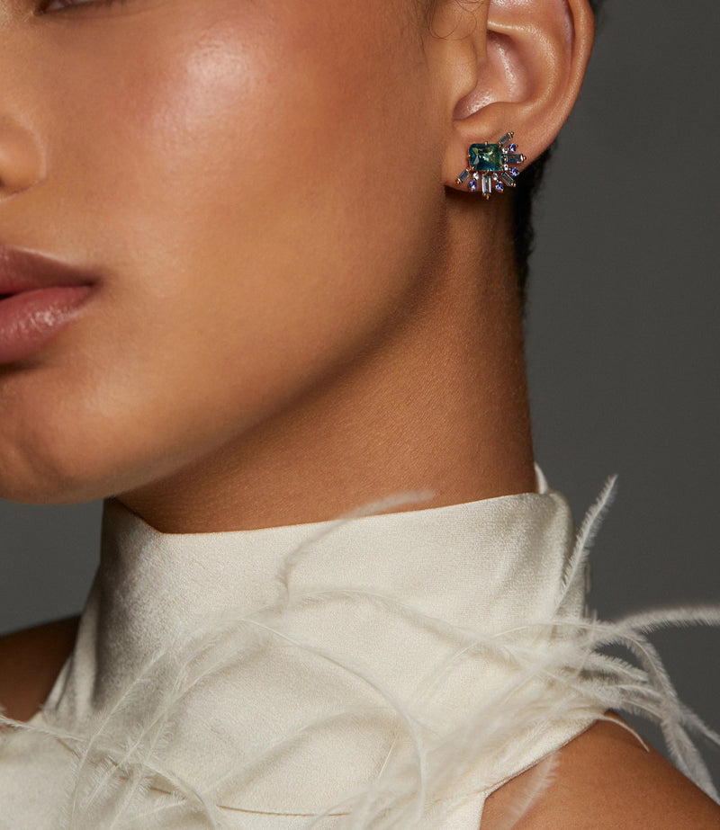 Nadri Stellar Halo Multi Stone Stud Earrings