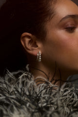 Nadri Under The Sea Double Row J Hoop Earrings