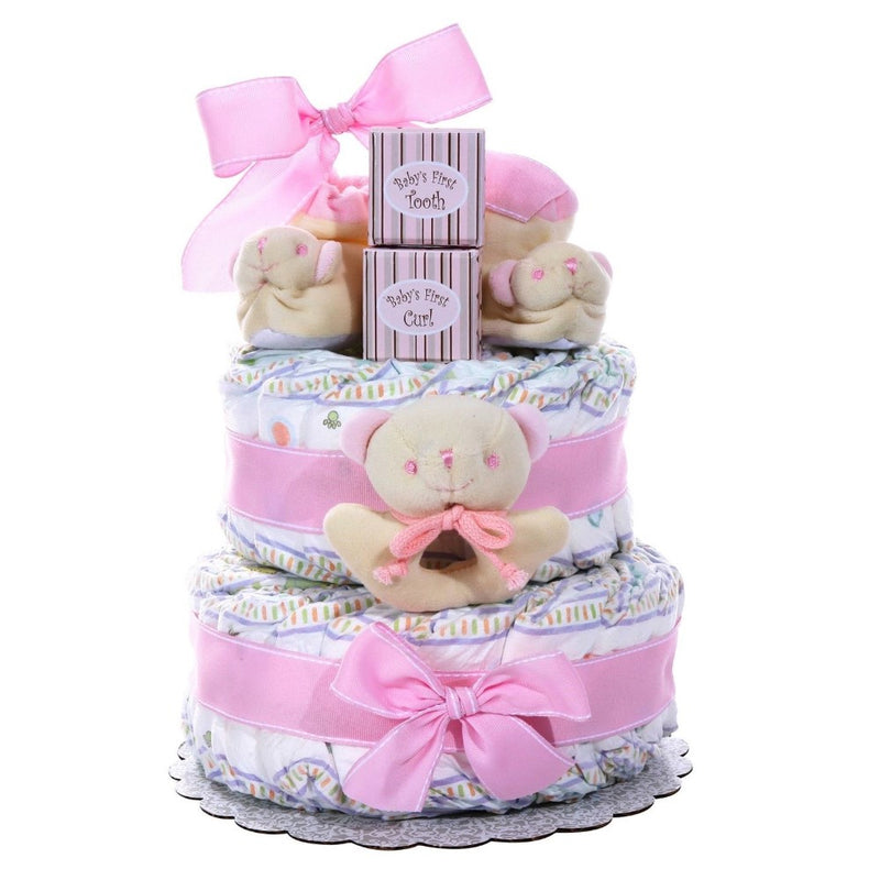 Alder Creek Gift Baskets Girl's Two-Tier Diaper Cake