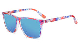 Knockaround Live Free or Tie-Dye Fast Lanes Red, White, Blue Tie Dye Frame - Aqua Lens - Polarized Sunglasses