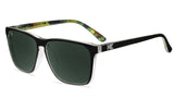 Knockaround Covert Ops Fast Lanes Glossy Black with Camo Print Frame - Green Lens - Polarized Sunglasses