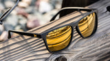 Knockaround Black Gold Fast Lanes Black Frame - Gold Mirrored Lens - Polarized Sunglasses