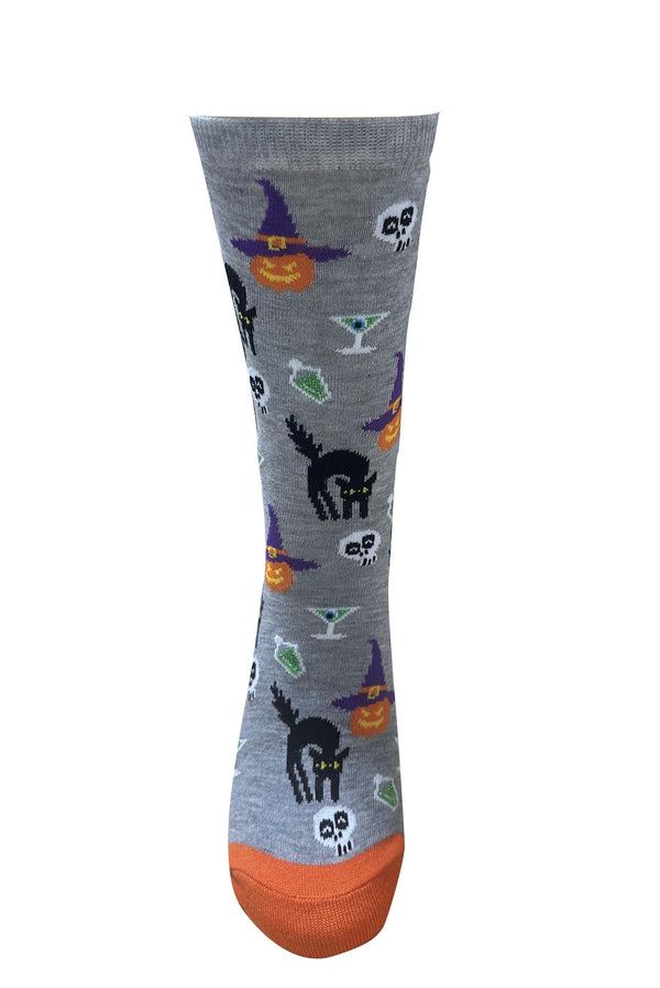 Legale Womens Black Cat Crew Socks