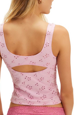 Free People Womens Full Bloom Cotton Eyelet Cami Tank Top