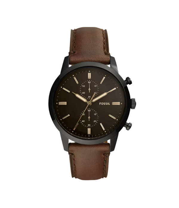 Fossil Mens Townsman 44mm Chronograph Brown Leather Watch