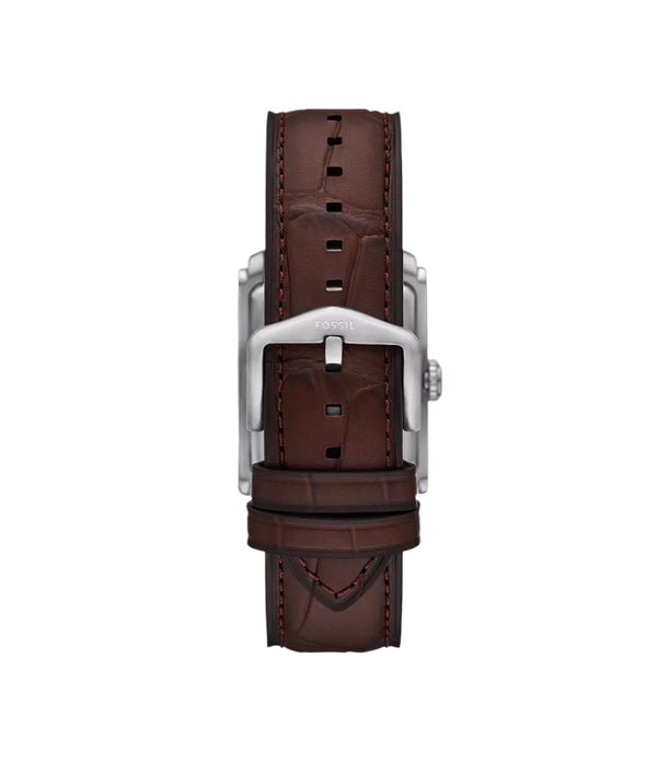 Fossil Mens Carraway Three-Hand Brown Croco Leather Watch