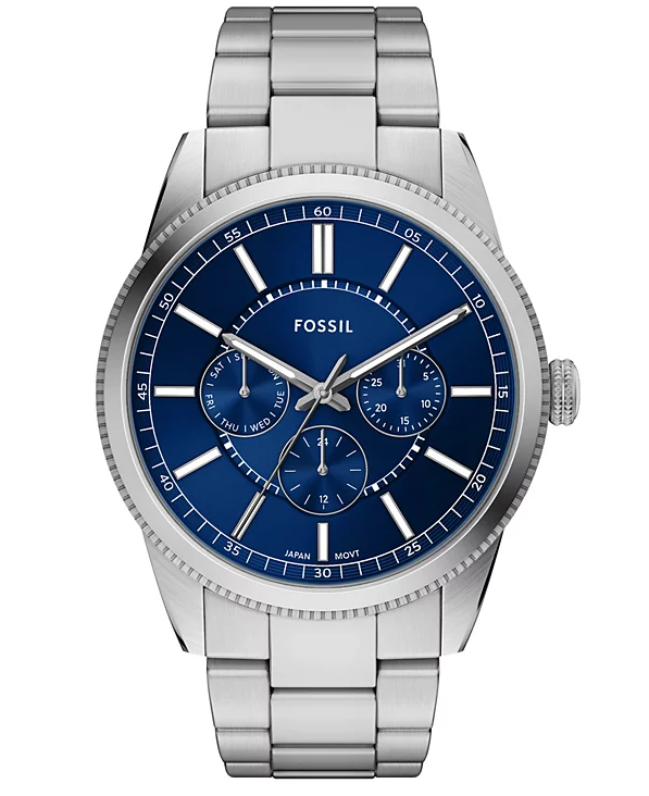 Fossil Mens Pearson Silver-Tone Stainless Steel Watch