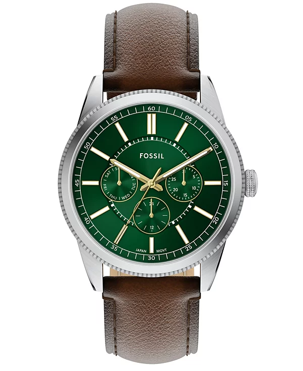Fossil Mens Pearson Brown Leather Strap Watch