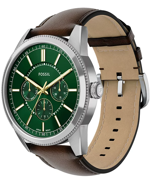 Fossil Mens Pearson Brown Leather Strap Watch