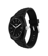 Fossil Mens Everett Three-Hand Black Silicone Watch