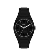 Fossil Mens Everett Three-Hand Black Silicone Watch
