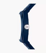 Fossile Mens Everett Three-Hand Navy Silicone Watch