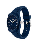 Fossile Mens Everett Three-Hand Navy Silicone Watch