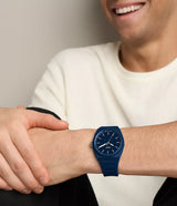 Fossile Mens Everett Three-Hand Navy Silicone Watch