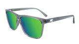 Knockaround Fast Lanes Sport Clear Grey Frame - Green Moonshine Mirrored Lens - Polarized Sunglasses