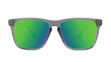 Knockaround Fast Lanes Sport Clear Grey Frame - Green Moonshine Mirrored Lens - Polarized Sunglasses