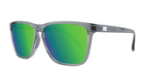Knockaround Fast Lanes Sport Clear Grey Frame - Green Moonshine Mirrored Lens - Polarized Sunglasses