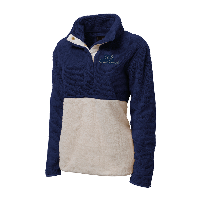 Boxercraft Womens USCG Script Fuzzy Fleece Pullover Sweatshirt