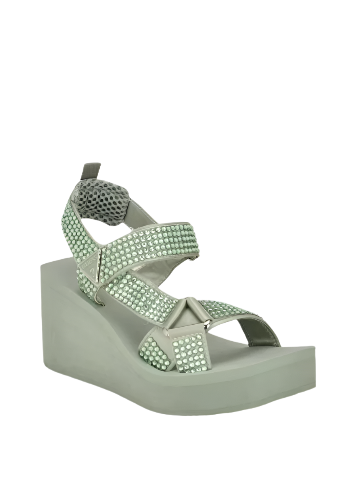 GUESS Womens Dawsin Rhinestone Wedge Sandals