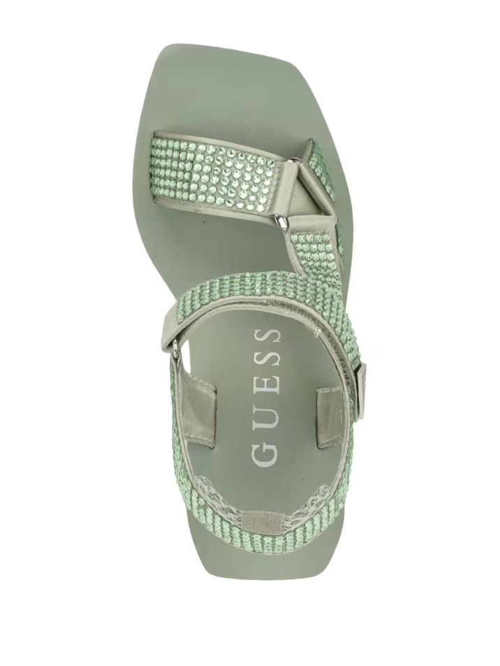 GUESS Womens Dawsin Rhinestone Wedge Sandals