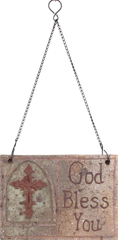 Transpac Ceramic "God Bless You" Hanging Sign