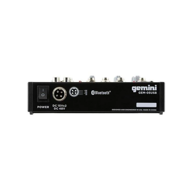 Gemini Compact 5 Channel USB and Bluetooth Mixer