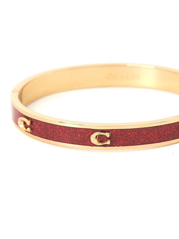 Coach Signature C Glitter Bangle Bracelet - Gold Plated