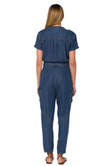 Velvet Heart Womens Greyson Danica Short Sleeve Denim Jumpsuit