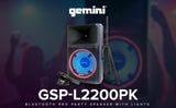 Gemini High Power Bluetooth Party Speaker with Party Lights, Microphone, and Speaker Stand