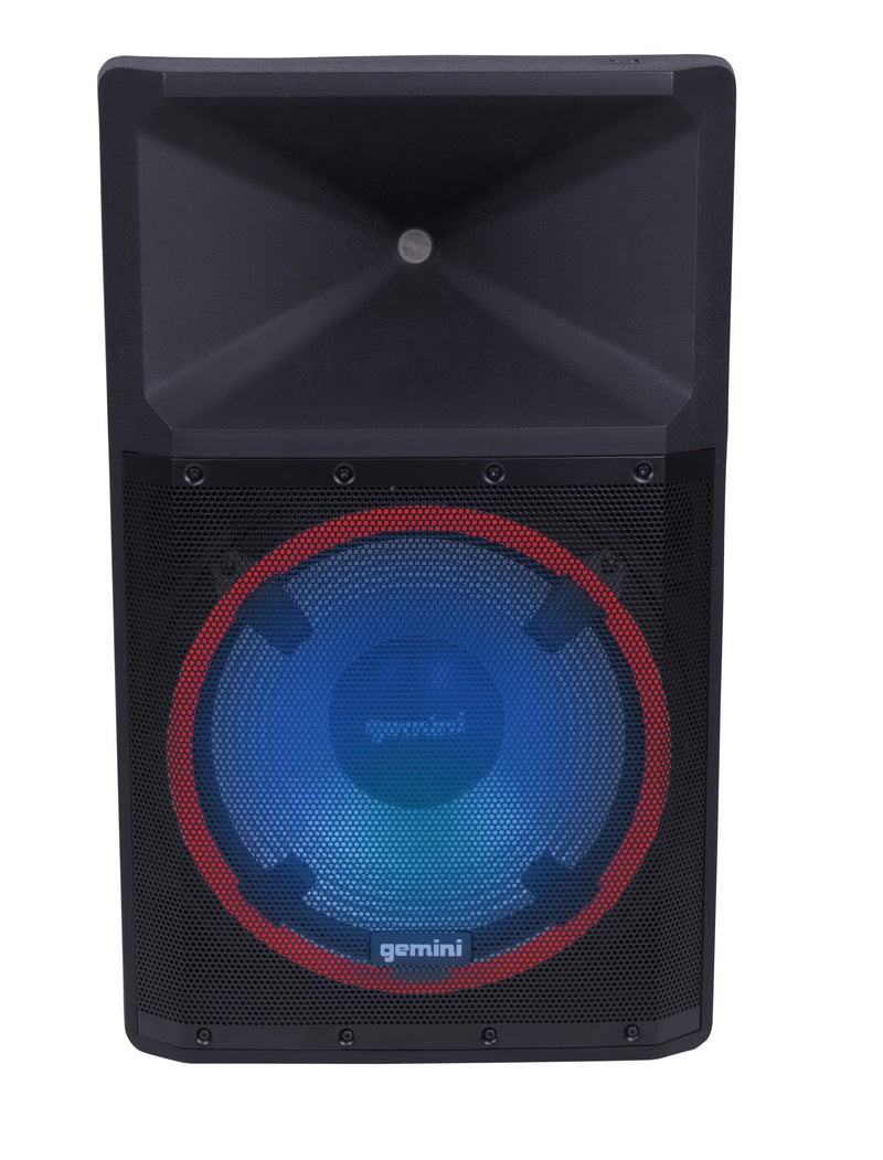 Gemini High Power Bluetooth Party Speaker with Party Lights, Microphone, and Speaker Stand