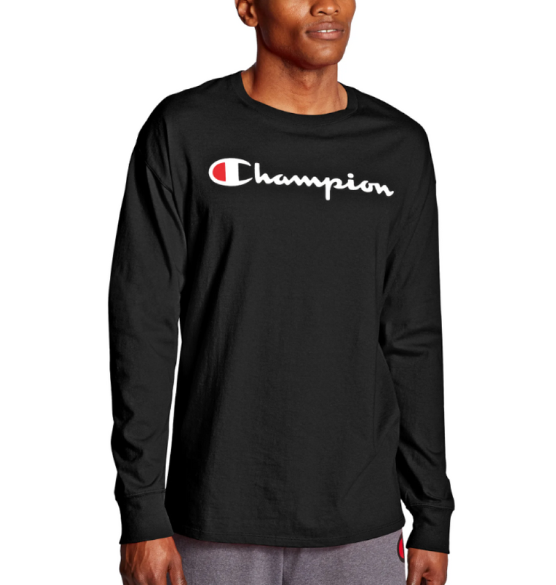 Champion Mens Classic Script Logo Long Sleeve T-Shirt – ShopCGX Champion Mens Classic Script Logo Long Sleeve T-Shirt – ShopCGX