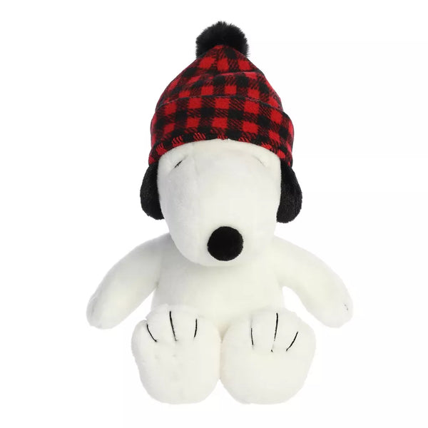 Aurora Medium Winter Plaid Snoopy Peanuts 11" Festive Plush Toy