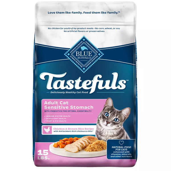 Blue Buffalo Tastefuls with Chicken Sensitive Stomach Natural Adult Dry Cat Food - 15 lbs.