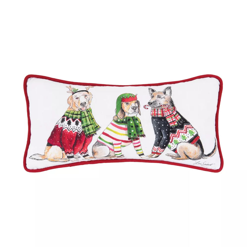 C&F Home Dogs Wearing Winter Christmas Sweaters and Scarves Accent Throw Pillow