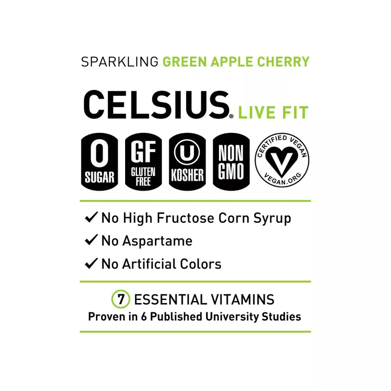 CELSIUS Live Fit Energy Drink - Green Apple Cherry - 12 oz.