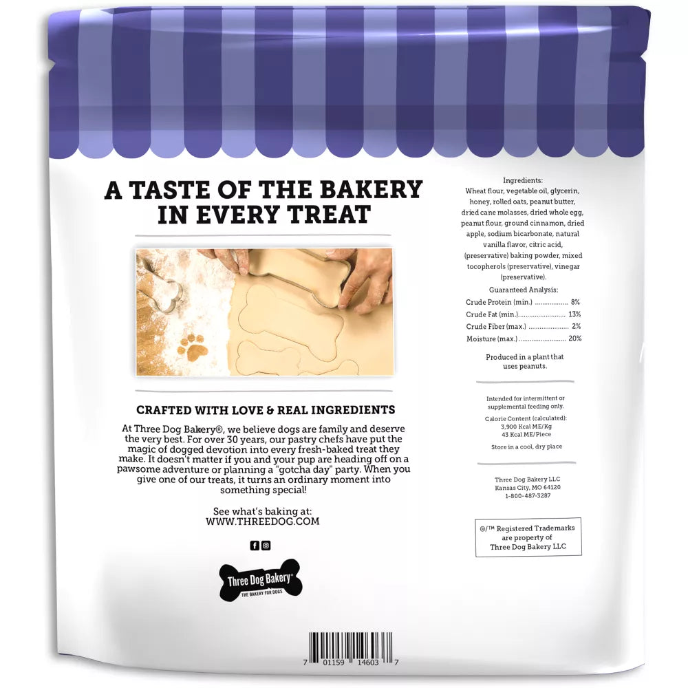 Three Dog Bakery Trio Chewy Peanut Butter, Carob and Vanilla Flavor Dog Treats - 26 oz.