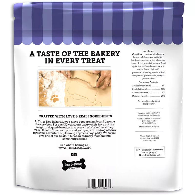 Three Dog Bakery Trio Chewy Peanut Butter, Carob and Vanilla Flavor Dog Treats - 26 oz.