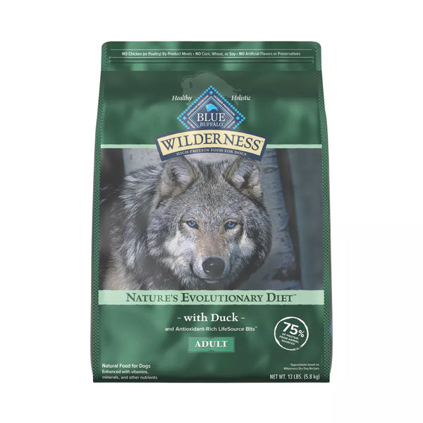 Blue Buffalo Wilderness High Protein Wholesome Grains with Duck Natural Adult Dry Dog Food - 13 lbs.