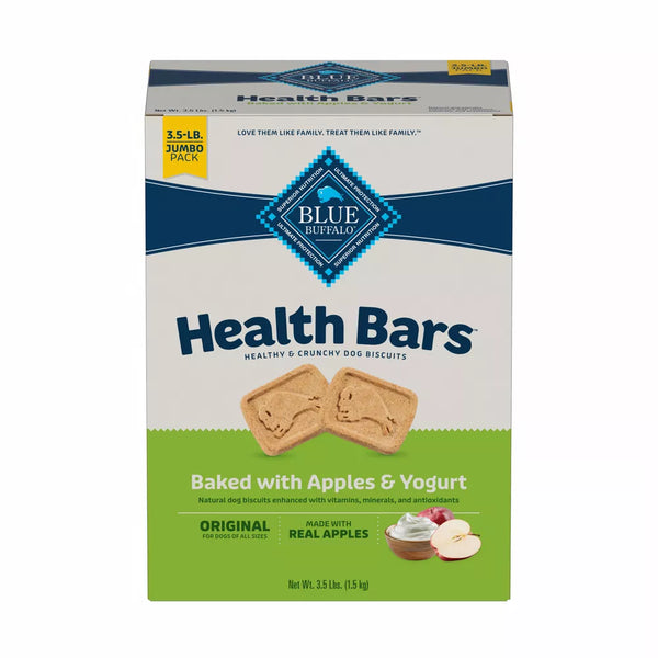 Blue Buffalo Health Bars Natural Apple & Yogurt Flavored Crunchy Dog Treats Biscuits - 56 oz.