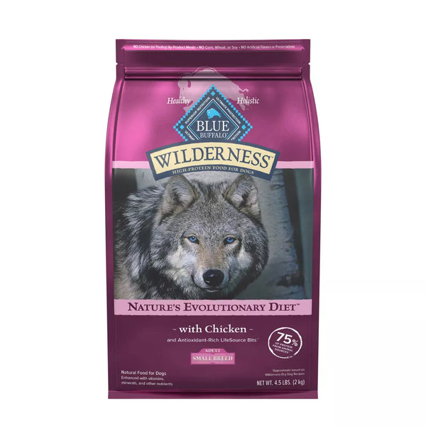 Blue Buffalo Wilderness High Protein Natural Grains with Chicken Small Breed Adult Dry Dog Food - 4.5 lbs.